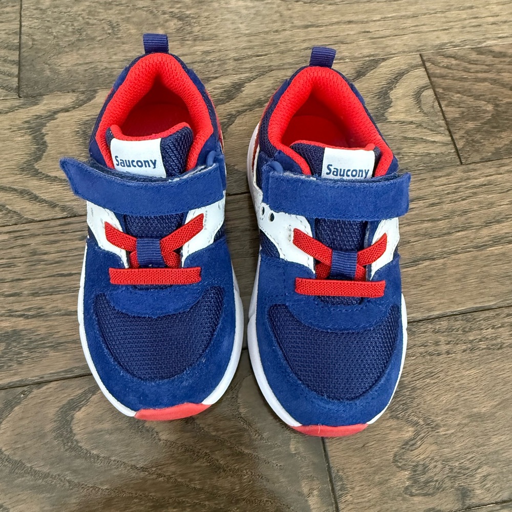 Saucony Toddler Boy Size 7.5 Blue and Red Sneakers